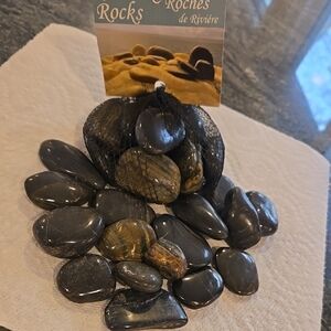 PANACER Decorative River Rocks - Black and Brown
